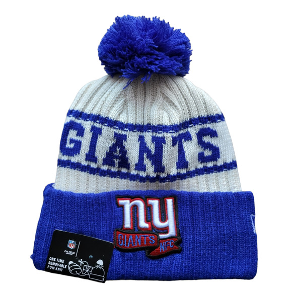 NWT‎ New York Giants Sports Knit Pom Beanie Fleece Lining OSFA Unisex - Picture 1 of 4